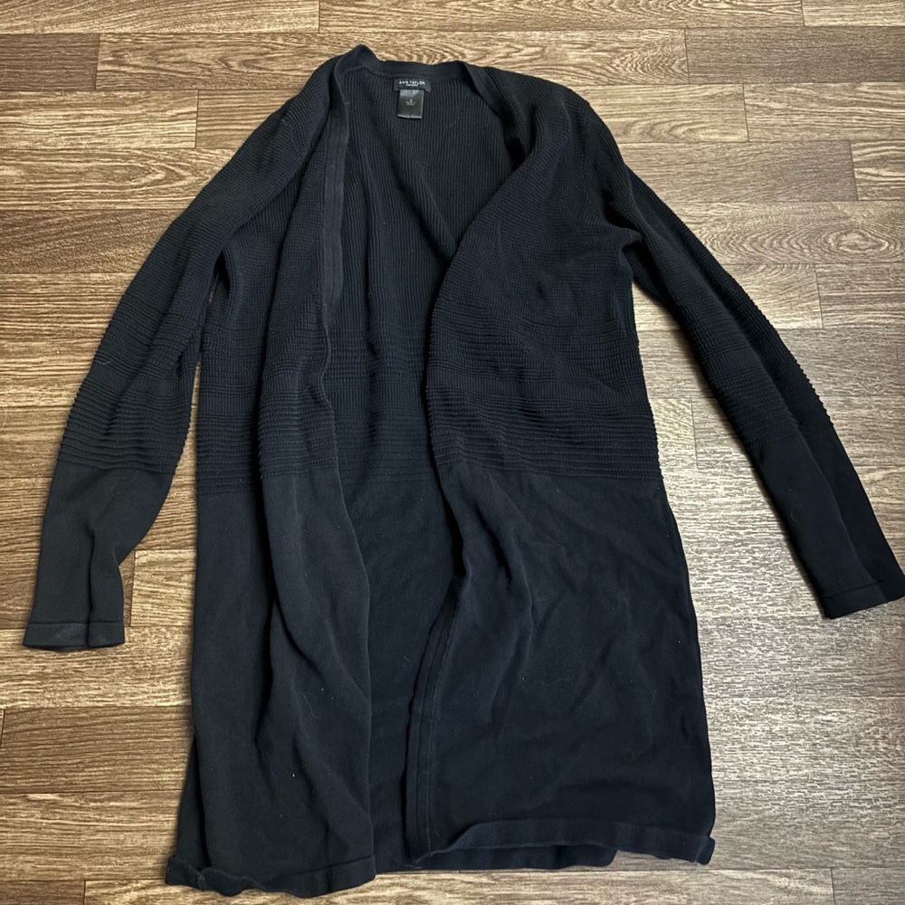 Ann Taylor Women's Black Open-Front Cardigan